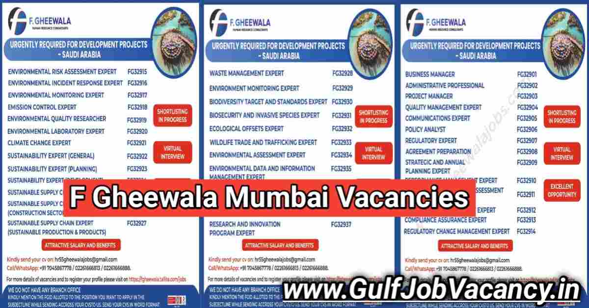 Read more about the article Gulf Interview Mumbai | F Gheewala Vacancies