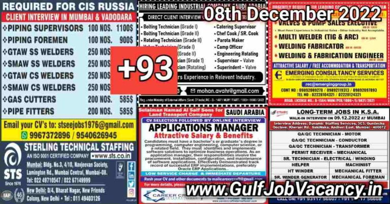 Gulf Job Vacancy Newspaper 08 December 2022