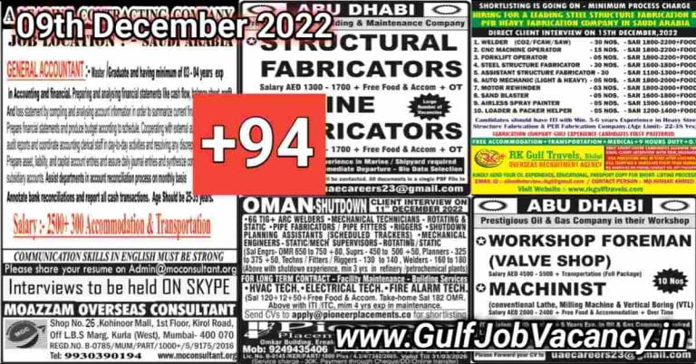 Gulf Job Vacancy Newspaper 09 December 2022