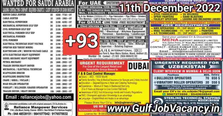 Gulf Job Vacancy Newspaper 11 December 2022