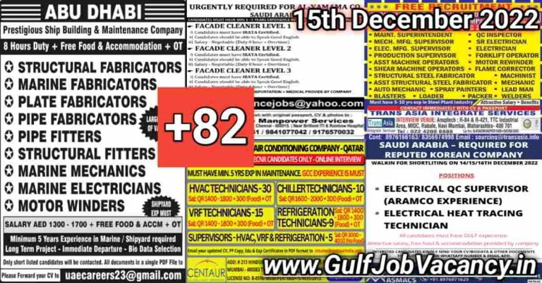 Gulf Job Vacancy Newspaper 15 December 2022