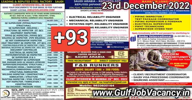 Gulf Job Vacancy Newspaper 23 December 2022