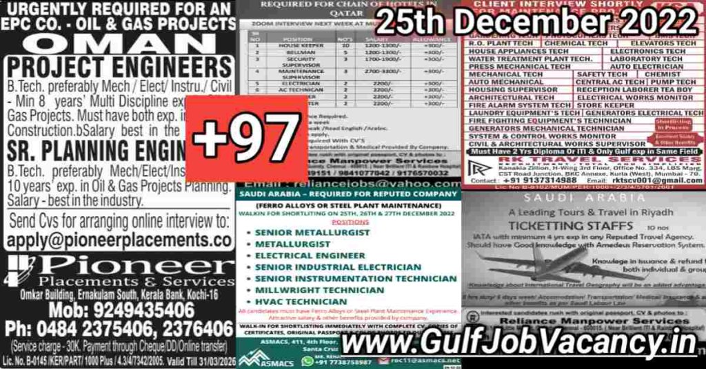Gulf Job Vacancy Newspaper 25 December 2022
