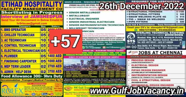 Gulf Job Vacancy Newspaper 26 December 2022