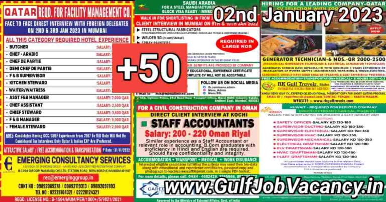 Gulf Job Vacancy Newspaper 02 January 2023