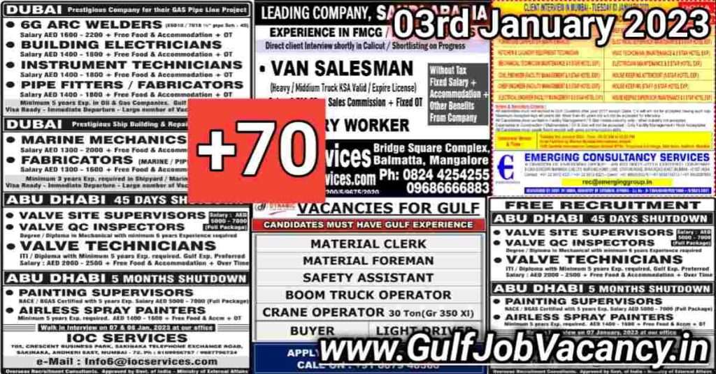 Gulf Job Vacancy Newspaper 03rd January 2023