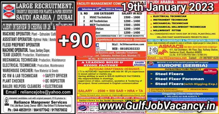 Gulf Job Vacancy Newspaper 19 January 2023