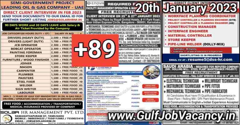 Gulf Job Vacancy Newspaper 20 January 2023