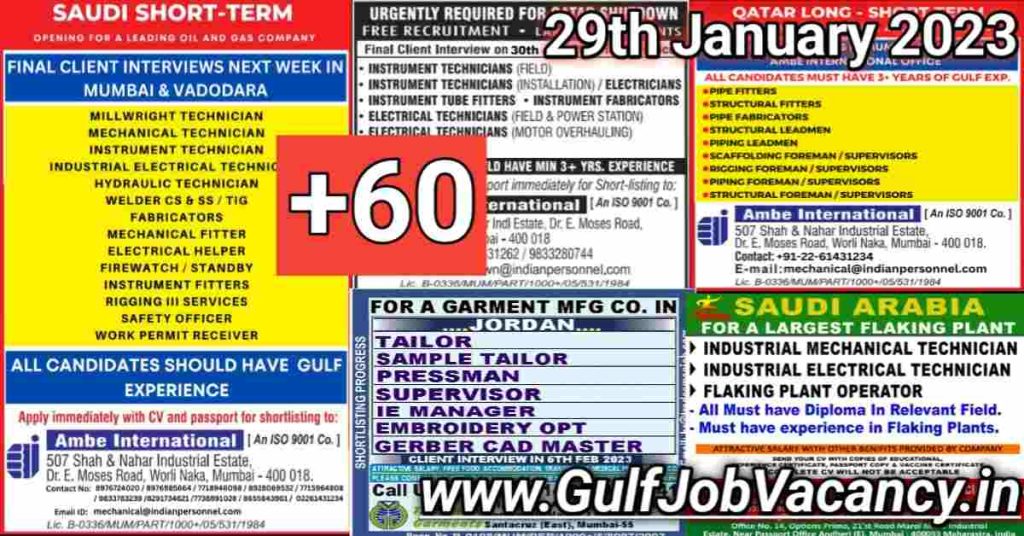 Gulf Job Vacancy Newspaper 29th January 2023