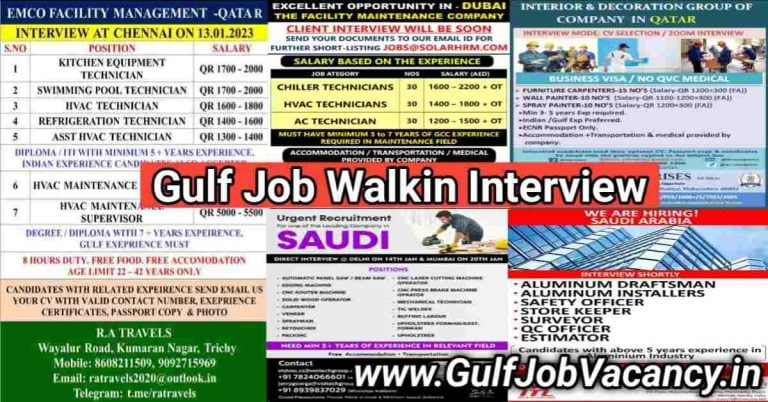 Gulf Job Walkin | Overseas Job Interview