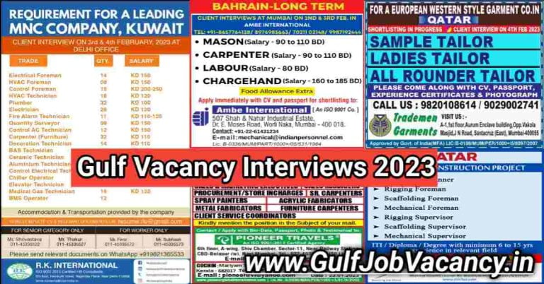 Gulf Vacancy | Free Recruitment Jobs