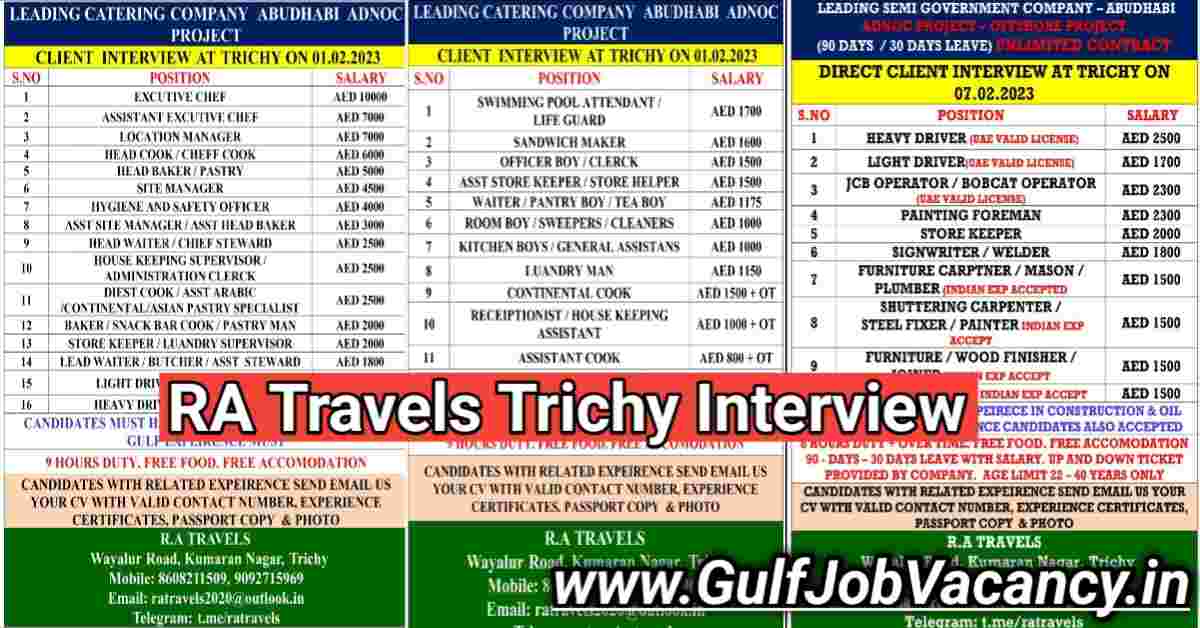 Read more about the article RA Travels Trichy | Abu Dhabi Job Vacancies