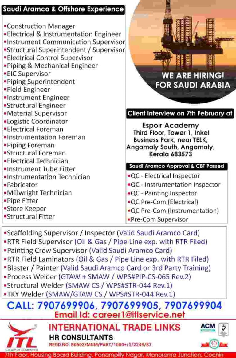 Saudi Vacancies | Aramco & Offshore Recruitment
