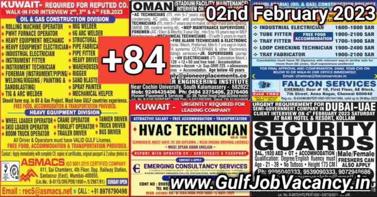 Gulf Job Vacancy Newspaper 02 February 2023