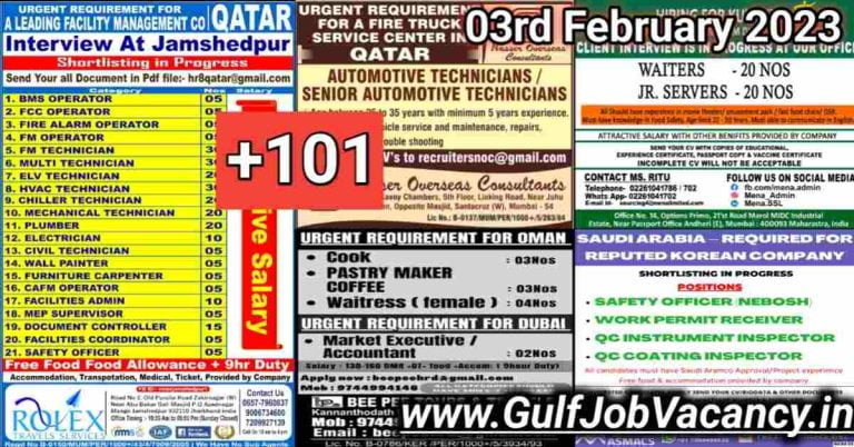 Gulf Job Vacancy Newspaper 03 February 2023