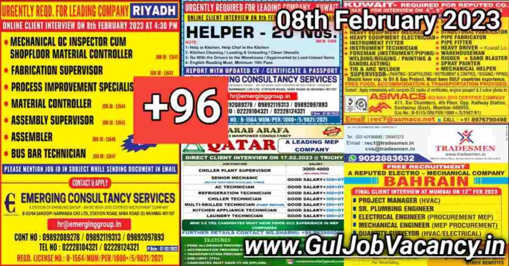 Gulf Job Vacancy Newspaper 08th February 2023
