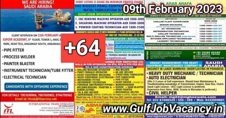 Gulf Job Vacancy Newspaper 09 February 2023