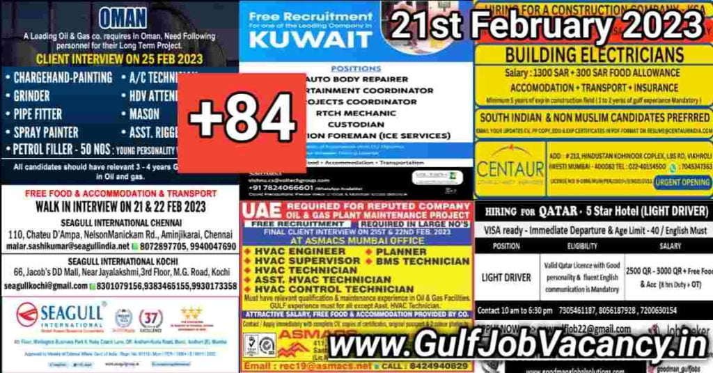 Gulf Job Vacancy Newspaper 21st January 2023