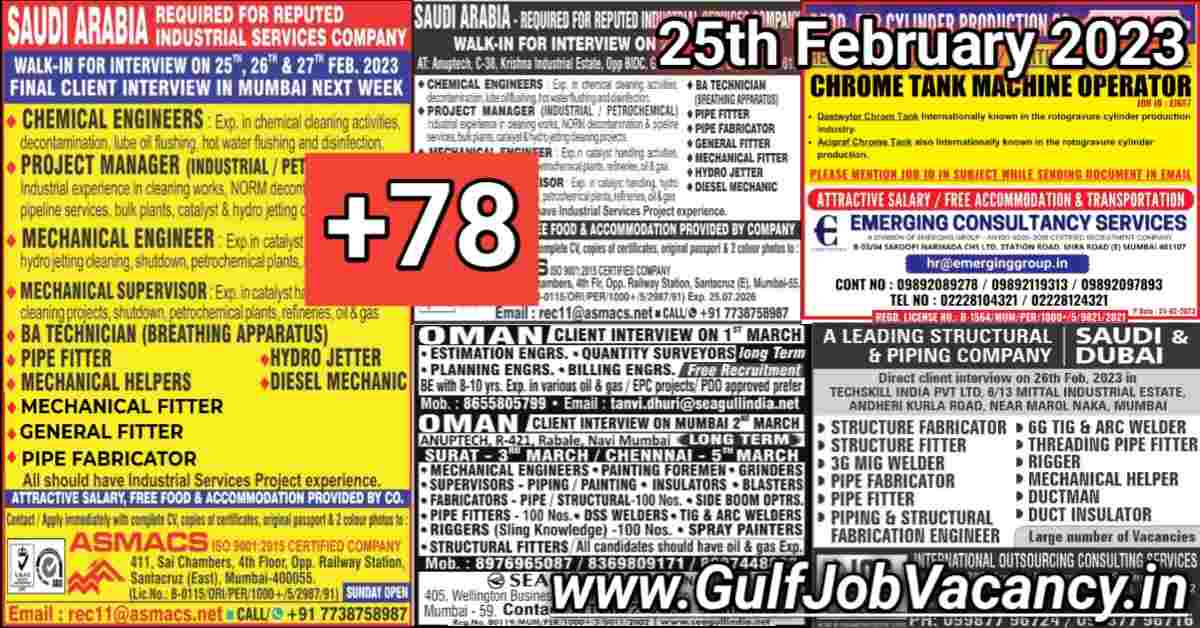 Gulf Job Vacancy Newspaper 25th February 2023