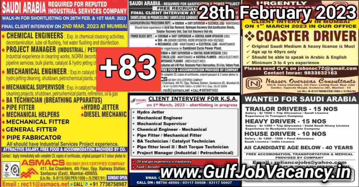 Gulf Job Vacancy Newspaper 28th February 2023