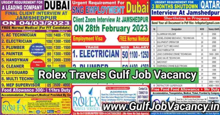 Gulf Vacancy | Rolex Travels Interviews