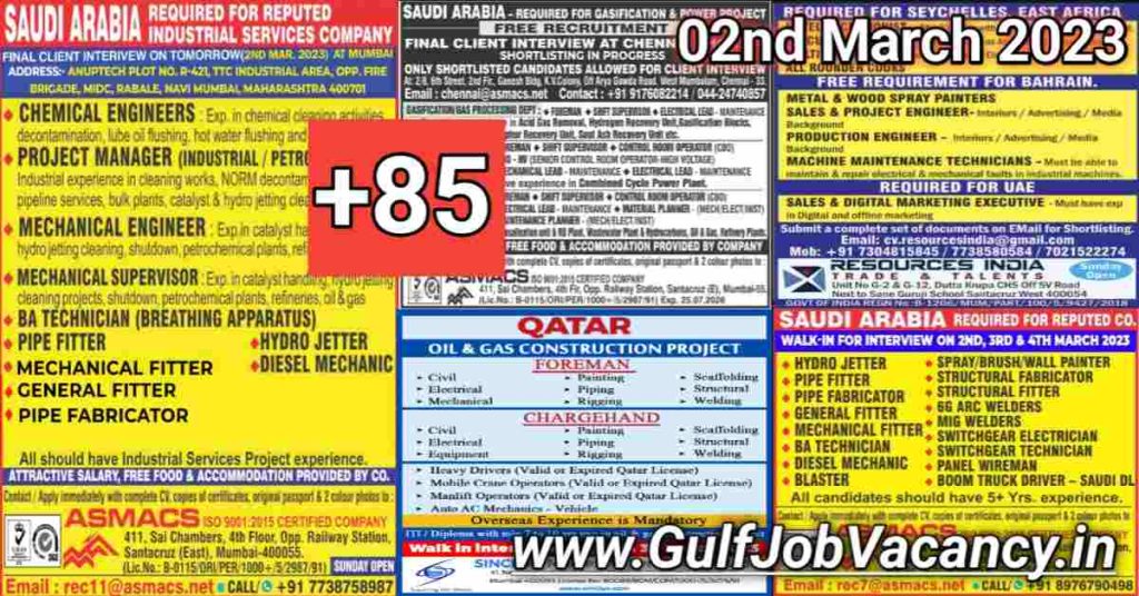 Gulf Job Vacancy Newspaper 02nd March 2023