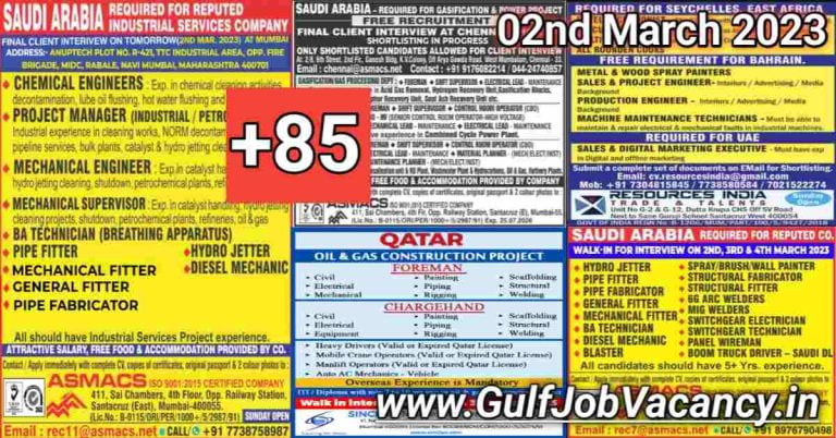 Gulf Job Vacancy Newspaper 02 March 2023