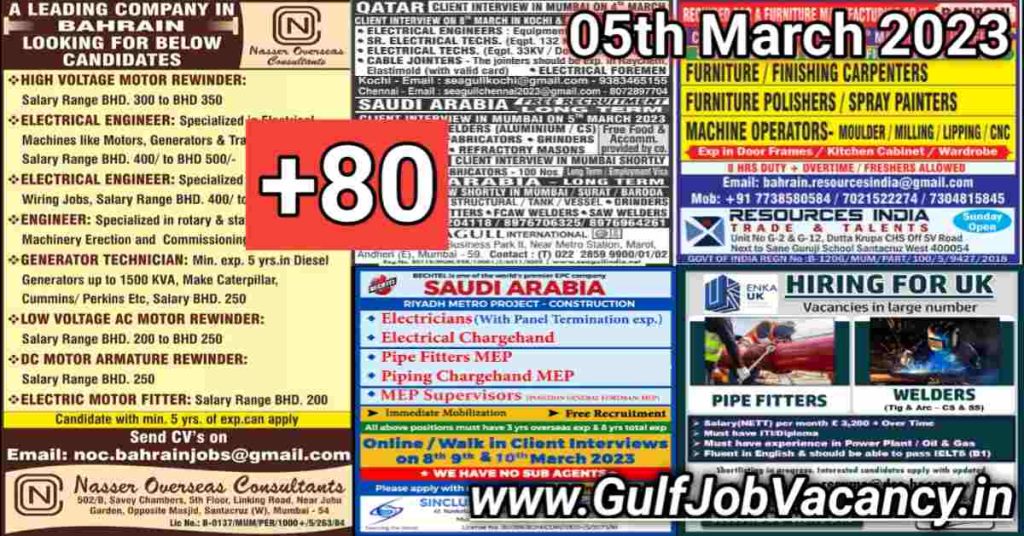 Gulf Job Vacancy Newspaper 05th March 2023