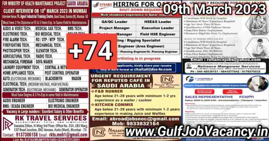 Gulf Job Vacancy Newspaper 09th March 2023