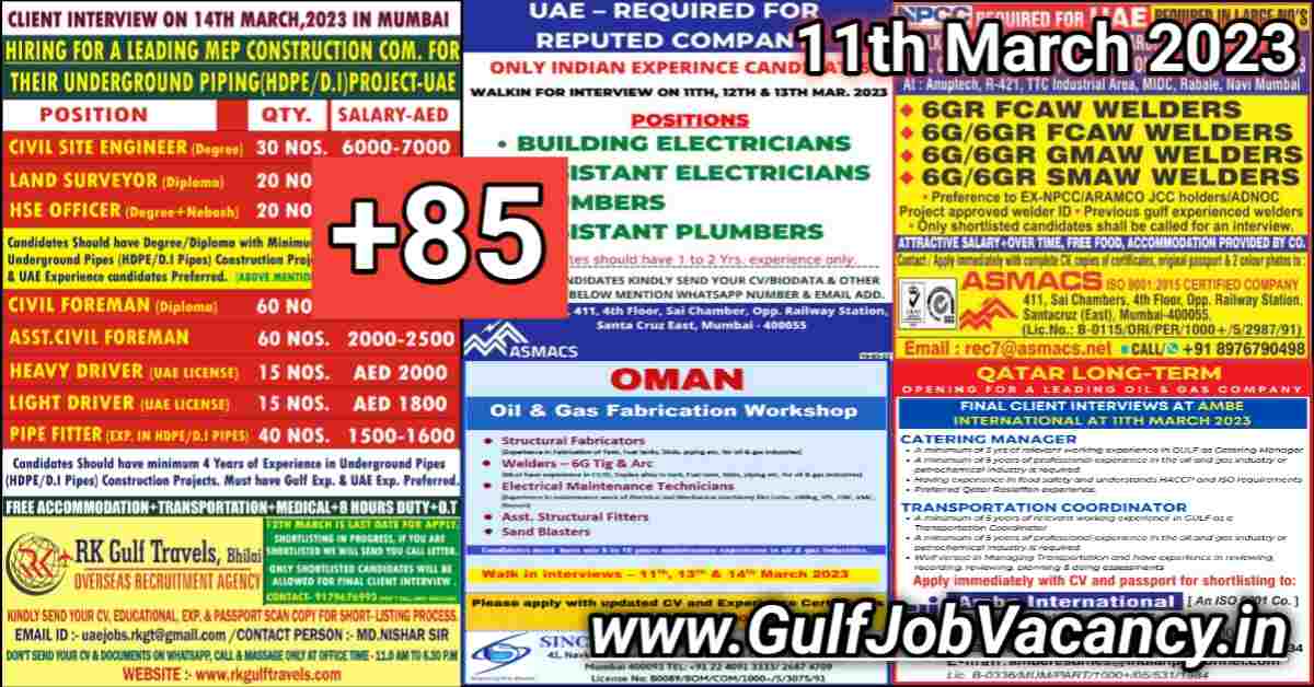 Gulf Job Vacancy Newspaper 11 March 2023