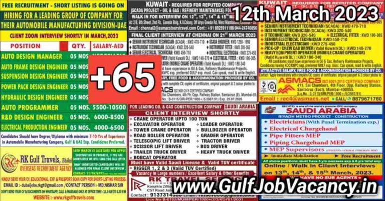 Gulf Job Vacancy Newspaper 12 March 2023