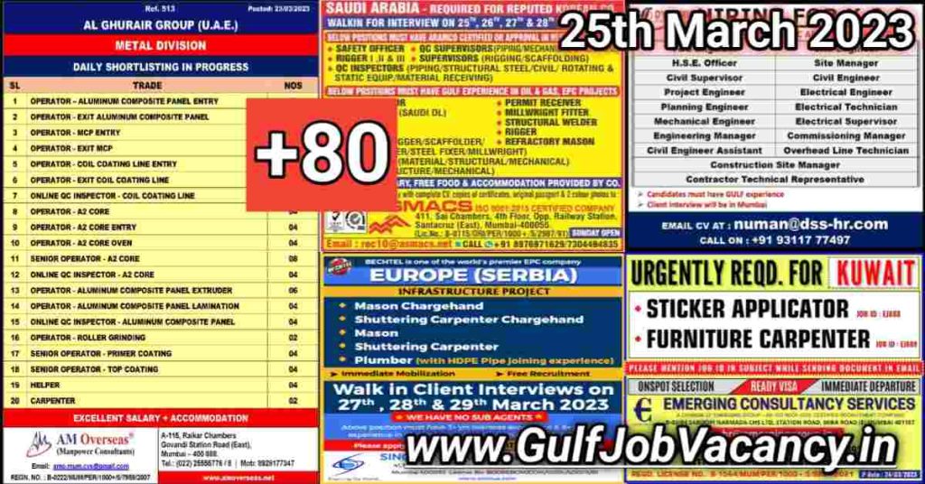 Gulf Job Vacancy Newspaper 25th March 2023