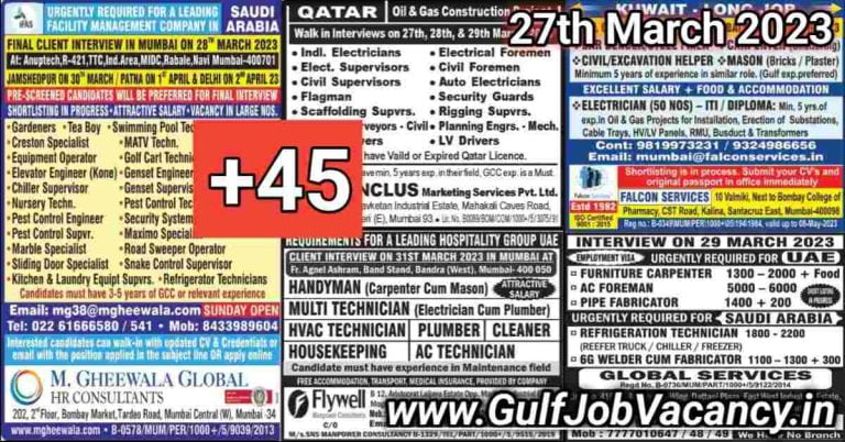 Gulf Job Vacancy Newspaper 27 March 2023