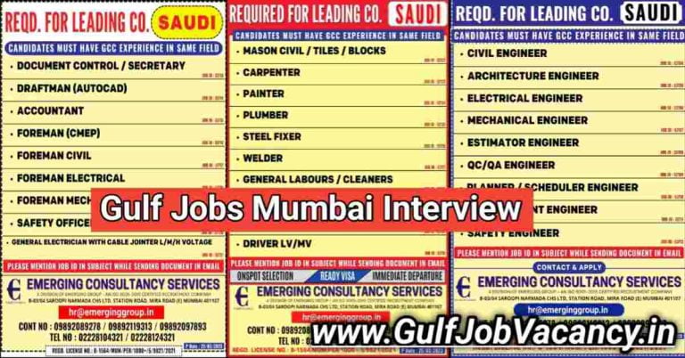 Gulf Jobs – Required For Leading Company