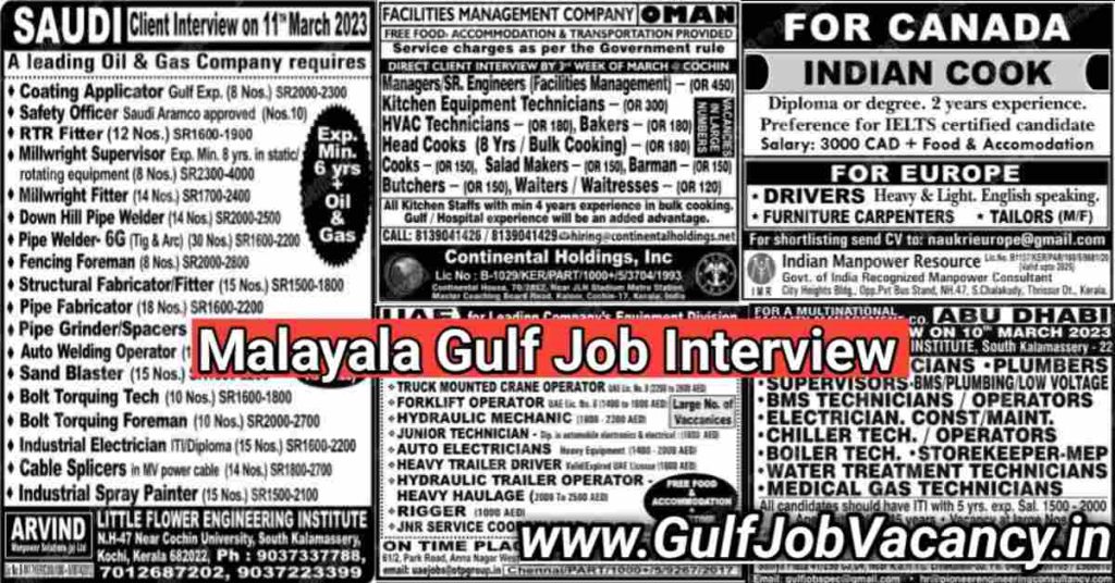 Malayala Classified Gulf Jobs Newspaper 08th March 2023