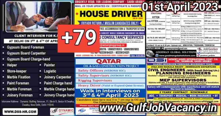 Gulf Job Vacancy Newspaper 01 April 2023