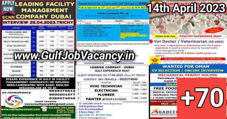 Gulf Job Vacancy Newspaper 14 April 2023