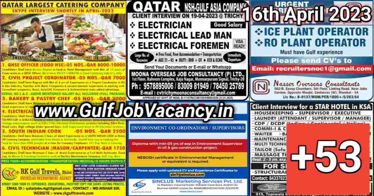 Gulf Job Vacancy Newspaper 16 April 2023