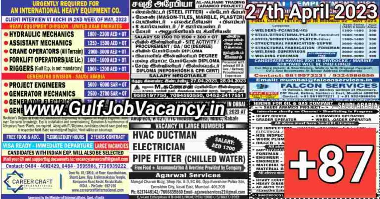 Gulf Job Vacancy Newspaper 27 April 2023