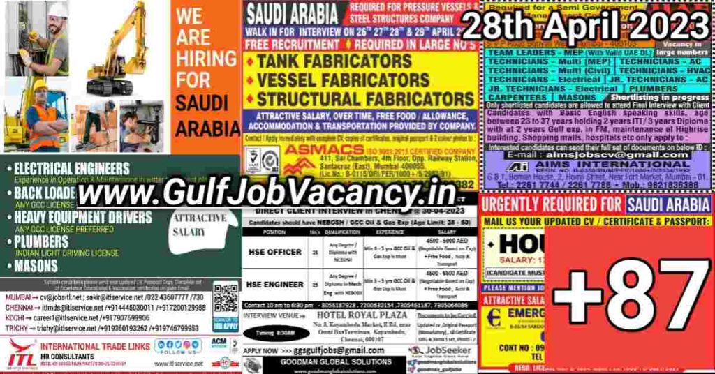 Gulf Job Vacancy Newspaper 28th April 2023