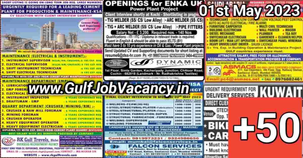 Gulf Job Vacancy Newspaper 01st May 2023