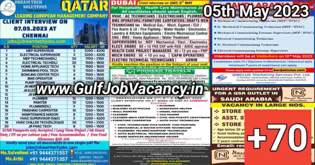 Gulf Job Vacancy Newspaper 05th May 2023