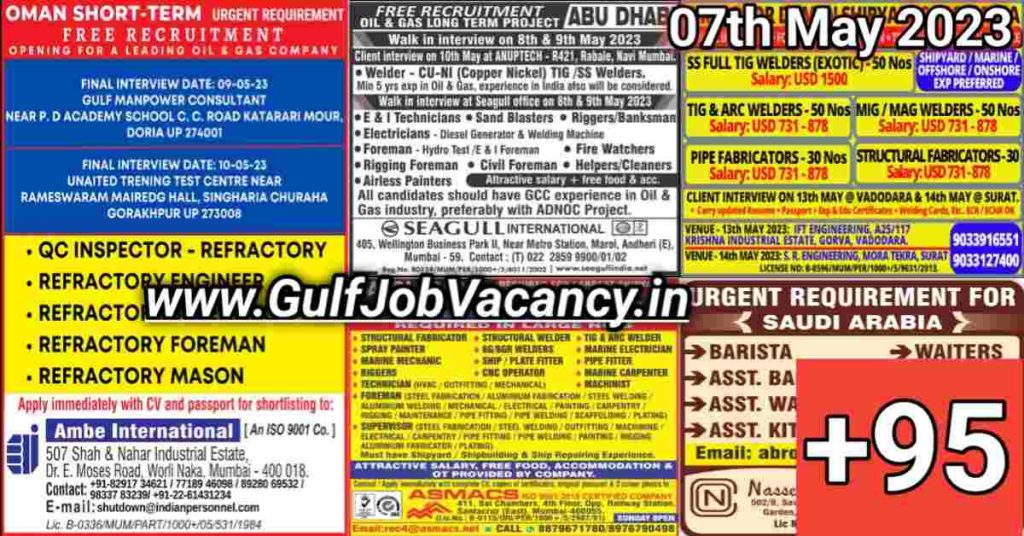 Gulf Job Vacancy Newspaper 07th May 2023