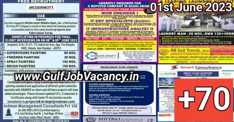 Gulf Job Vacancy Newspaper 01 June 2023