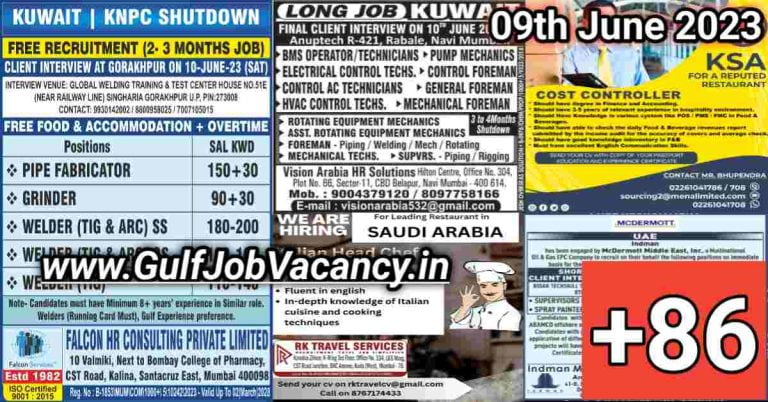 Gulf Job Vacancy Newspaper 09 June 2023