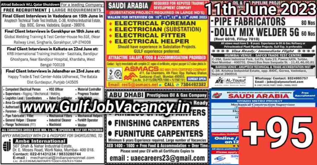 Gulf Job Vacancy Newspaper 11th June 2023