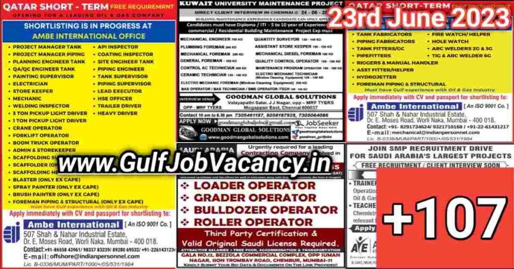 Gulf Job Vacancy Newspaper 23rd June 2023