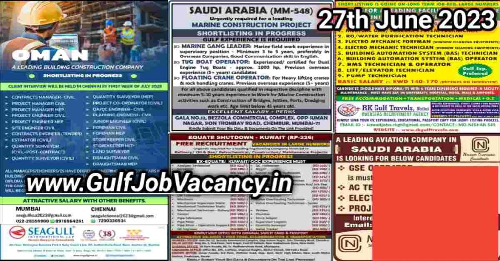 Gulf Job Vacancy Newspaper 27th June 2023