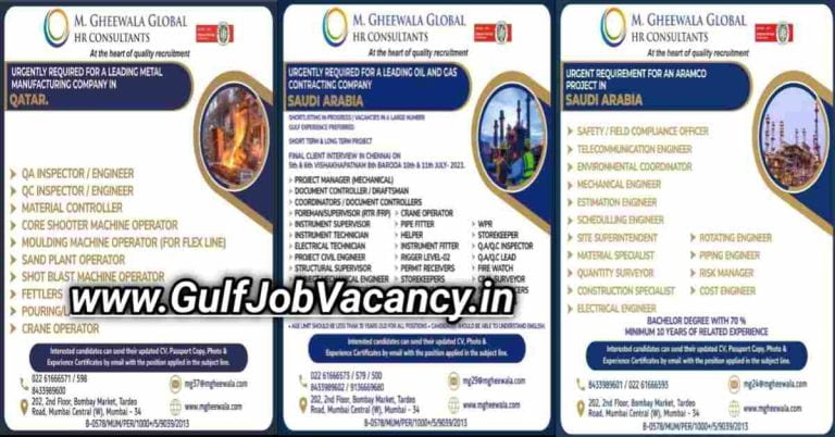 M Gheewala Gulf Jobs | Mumbai Interviews
