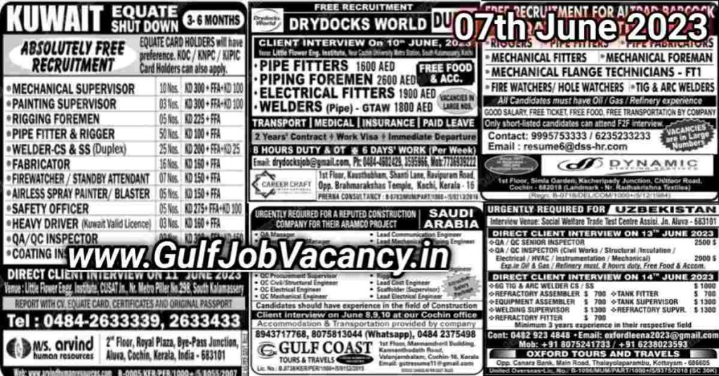 Malayala Classified Gulf Jobs Newspaper 07th June 2023